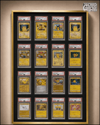 Premium aluminium metal trading card wall display frame case for Pokémon cards, MTG cards, Yu-Gi-Oh! cards, One Piece cards and sports cards, graded card wall display, PSA card frame, CGC card display, BGS slab display, One Touch magnetic holder display,